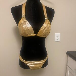 Dolcessa gold bikini- bottom (L) NOTE- top not included